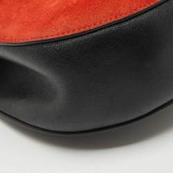 Pre Owned Chloe Black/Orange Leather and Suede Medium Drew Shoulder Bag