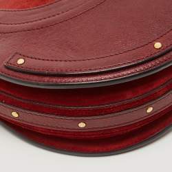 Pre Owned Chloé Burgundy Leather and Suede Small Pixie Round Crossbody Bag