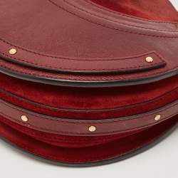 Pre Owned Chloé Burgundy Leather and Suede Small Pixie Round Crossbody Bag
