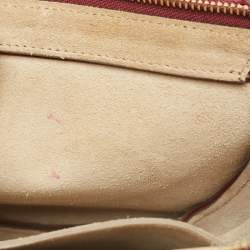 Pre Owned Chloé Burgundy Leather and Suede Small Pixie Round Crossbody Bag