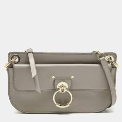 Pre Owned Chloe Grey Leather Mini Tess Crossbody Bag