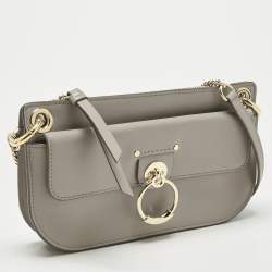Pre Owned Chloe Grey Leather Mini Tess Crossbody Bag