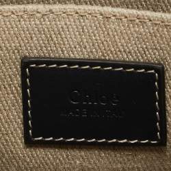 Pre Owned Chloe Black/Beige Canvas and Leather Small Woody Tote