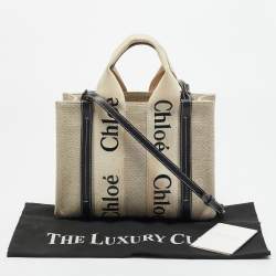 Pre Owned Chloe Black/Beige Canvas and Leather Small Woody Tote