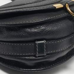 Pre Owned Chloe Dark Grey Leather Mini Marcie Saddle Crossbody Bag