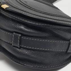 Pre Owned Chloe Dark Grey Leather Mini Marcie Saddle Crossbody Bag