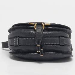 Pre Owned Chloe Dark Grey Leather Mini Marcie Saddle Crossbody Bag