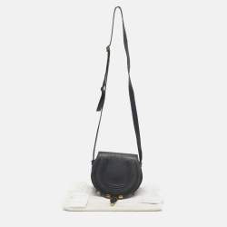 Pre Owned Chloe Dark Grey Leather Mini Marcie Saddle Crossbody Bag