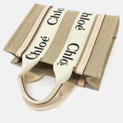 Pre Owned Chloe Beige Canvas and Leather Woody Bag Small