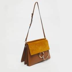 Pre Owned Chloe Tan/Mustard Leather and Suede Faye Medium Shoulder Bag