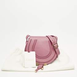 Pre Owned Chloé Pink Leather Mini Marcie Saddle Crossbody Bag