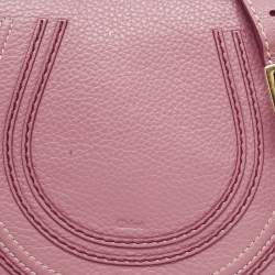 Pre Owned Chloé Pink Leather Mini Marcie Saddle Crossbody Bag