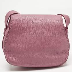 Pre Owned Chloé Pink Leather Mini Marcie Saddle Crossbody Bag