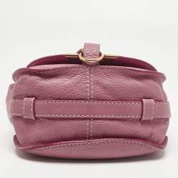 Pre Owned Chloé Pink Leather Mini Marcie Saddle Crossbody Bag