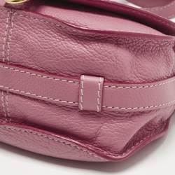 Pre Owned Chloé Pink Leather Mini Marcie Saddle Crossbody Bag