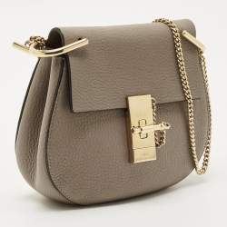 Pre Owned Chloe Taupe Leather Small Drew Shoulder Bag