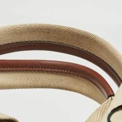 Pre Owned Chloe Beige/Brown Canvas and Leather Large Woody Tote