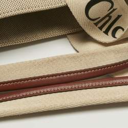 Pre Owned Chloe Beige/Brown Canvas and Leather Large Woody Tote