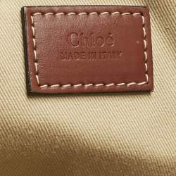 Pre Owned Chloe Beige/Brown Canvas and Leather Large Woody Tote