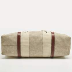 Pre Owned Chloe Beige/Brown Canvas and Leather Large Woody Tote