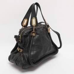 Pre Owned Chloe Black Leather Medium Paraty Shoulder Bag