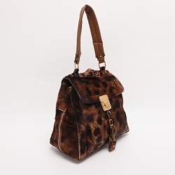 Pre Owned Chloe Brown Calfhair and Leather Darla Satchel 