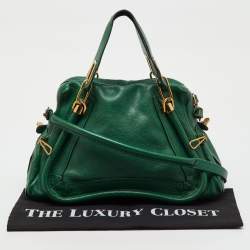 مملوكة مسبقًا حقيبة كتف كلوي "باراتي" بشريط عسكري متوسطة جلد أخضر زمردي