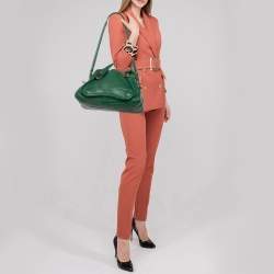 مملوكة مسبقًا حقيبة كتف كلوي "باراتي" بشريط عسكري متوسطة جلد أخضر زمردي