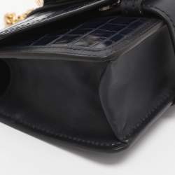 Pre Owned Chloé Navy Blue Croc Embossed Leather Mini Aby Shoulder Bag