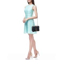 Pre Owned Chloé Navy Blue Croc Embossed Leather Mini Aby Shoulder Bag