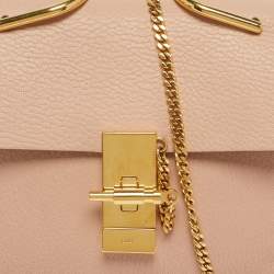 Pre Owned Chloé Peach Leather Mini Drew Chian Shoulder Bag