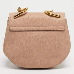 Pre Owned Chloé Peach Leather Mini Drew Chian Shoulder Bag
