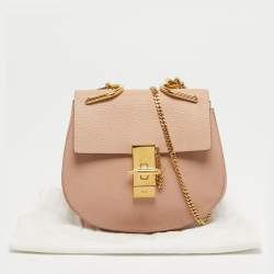 Pre Owned Chloé Peach Leather Mini Drew Chian Shoulder Bag