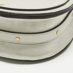 Pre Owned Chloe Grey Leather and Suede Small Nile Bracelet Shoulder Bag