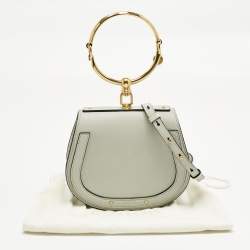 Pre Owned Chloe Grey Leather and Suede Small Nile Bracelet Shoulder Bag