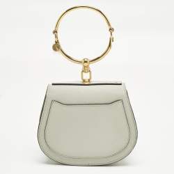 Pre Owned Chloe Grey Leather and Suede Small Nile Bracelet Shoulder Bag