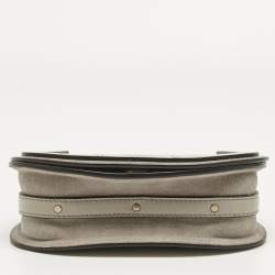 Pre Owned Chloe Beige Patent Leather and Suede Small Nile Bracelet Shoulder Bag