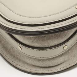 Pre Owned Chloe Beige Patent Leather and Suede Small Nile Bracelet Shoulder Bag
