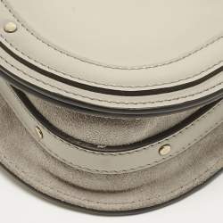 Pre Owned Chloe Beige Patent Leather and Suede Small Nile Bracelet Shoulder Bag