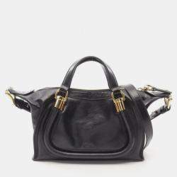 Pre Owned Chloe Chloe Paraty 24 Small Bag Handbag Leather Black