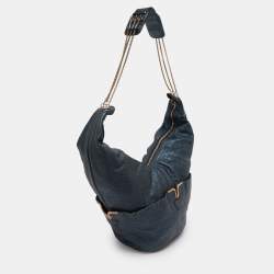 Pre Owned Chloe Metallic Blue Leather Milton Triple Chain Hobo