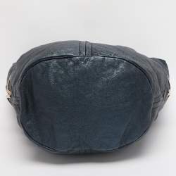 Pre Owned Chloe Metallic Blue Leather Milton Triple Chain Hobo