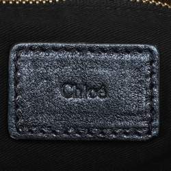 Pre Owned Chloe Metallic Blue Leather Milton Triple Chain Hobo