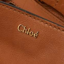 Pre Owned Chloe Orange Leather Medium Elsie Flap Top Handle Bag