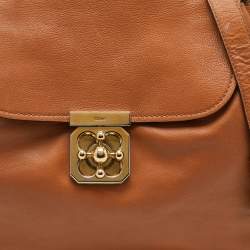 Pre Owned Chloe Orange Leather Medium Elsie Flap Top Handle Bag