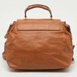 Pre Owned Chloe Orange Leather Medium Elsie Flap Top Handle Bag