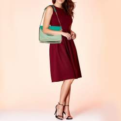 Pre Owned Chloe Green Leather Medium Sally Flap Shoulder Bag