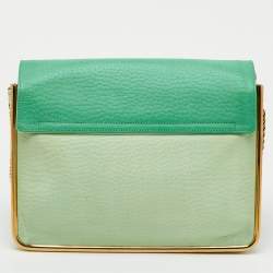 Pre Owned Chloe Green Leather Medium Sally Flap Shoulder Bag