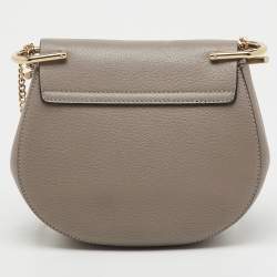 Pre Owned Chloe Taupe Grey Leather Small Drew Shoulder Bag