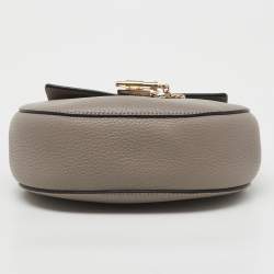 Pre Owned Chloe Taupe Grey Leather Small Drew Shoulder Bag